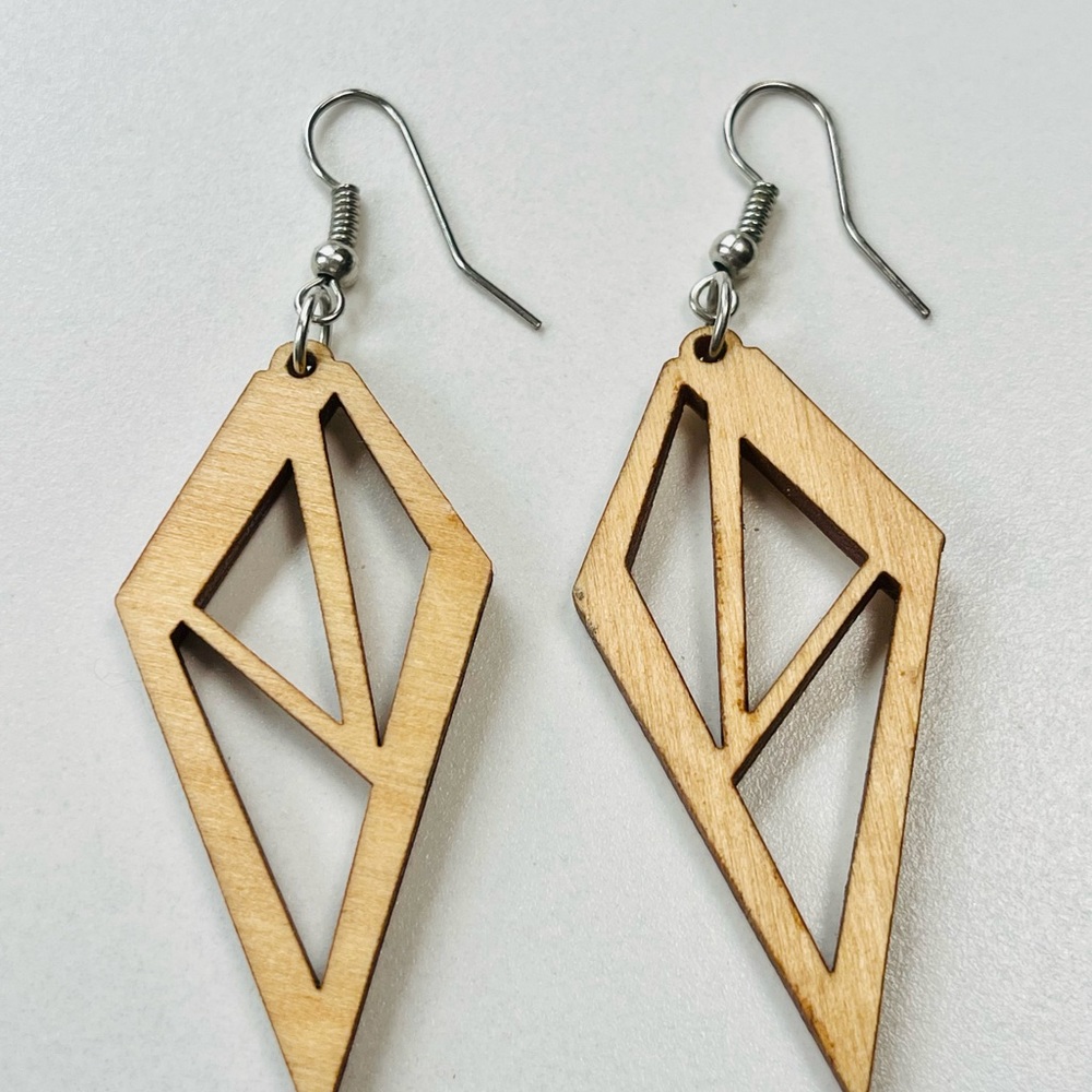 Indian Wood Abstract Earrings - Picture 2 of 3